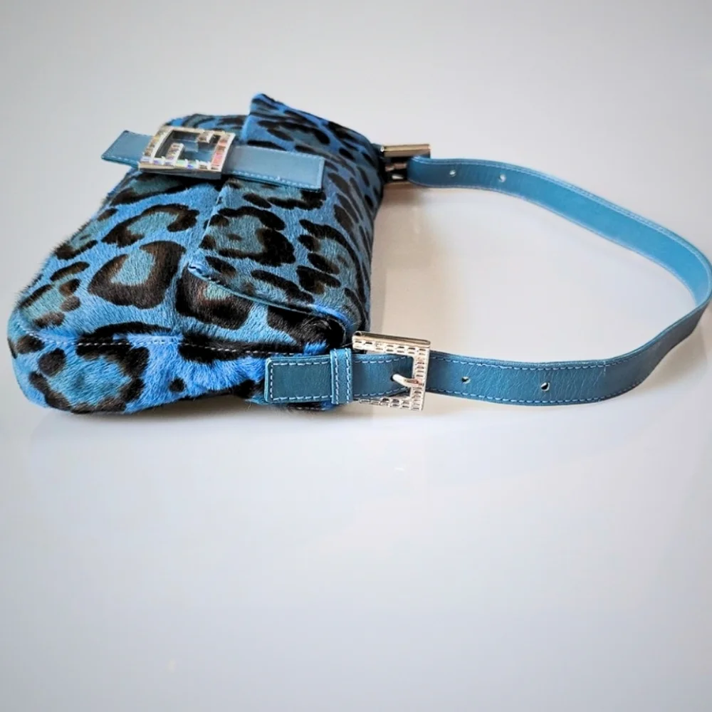 *SOLD**Fendi Baguette Pony Hair Leopard Print with Crystal Detail - Picture 5 of 15